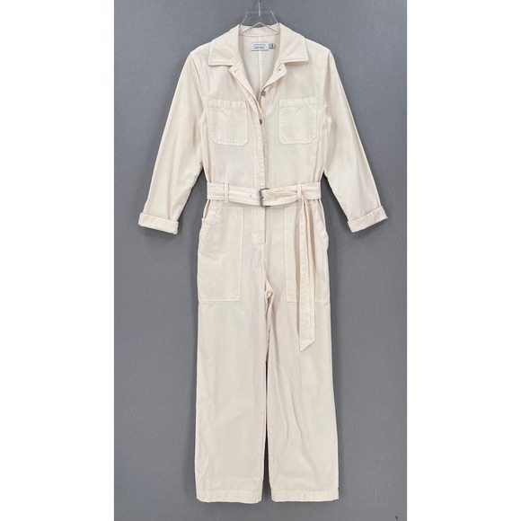 & OTHER STORIES Jumpsuit Womens 4 Cream Long Sleeve Button Belted Boilersuit - Picture 1 of 16